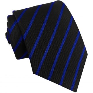 Black and Royal Blue Single Stripe School Ties and Clip On Ties – All Ages
