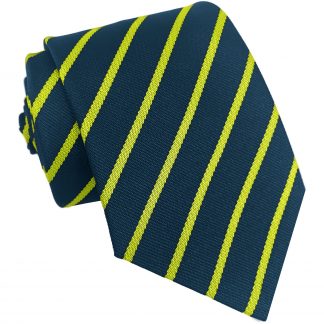 Navy Blue and Lemon Single Stripe School Ties and Clip On Ties – All Ages