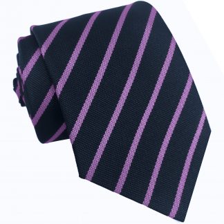 Navy Blue and Lilac Single Stripe School Ties and Clip On Ties – All Ages