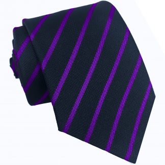 Navy Blue and Purple Single Stripe School Ties and Clip On Ties – All Ages