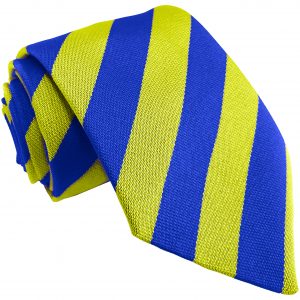 Royal Blue and Yellow Block Stripe School Ties and Clip On Ties – All Ages