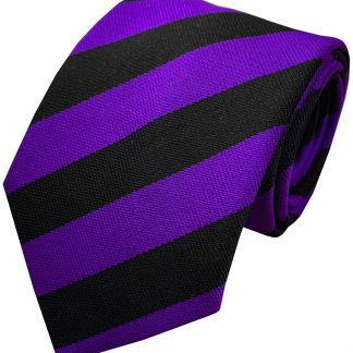 Purple and Black Block Stripe School Ties and Clip On Ties – All Ages