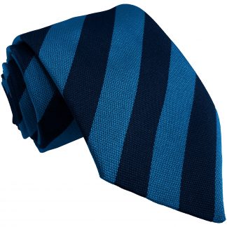 Cobalt Blue and Navy Blue Block Stripe School Ties and Clip On Ties – All Ages