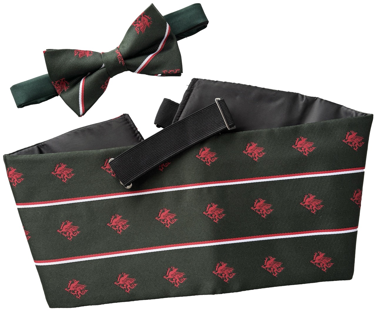 Bottle Green Welsh Dragon Ties Clip On Ties and Bows Ties Cymru Wales - Picture 3 of 6