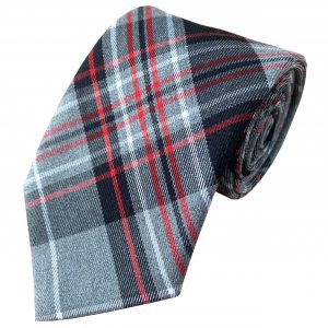 Grey, Black and Red Tartan Tie (Adult)