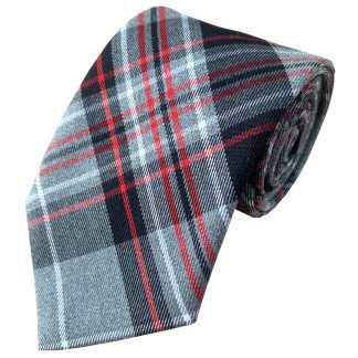 Grey, Black and Red Tartan Tie (Adult)