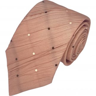 Dusty Pink with Brown and Cream Polka Dot Spot Mens Tie