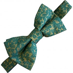 Christmas Green with Gold Leaves Ready Tied Bow Tie (Adult)