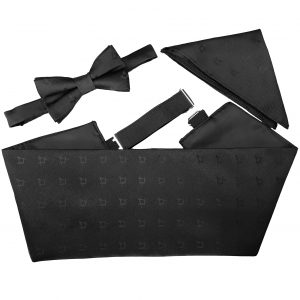 Black Masonic Bow Tie, Hanky and Cummerbund Set (Adult)