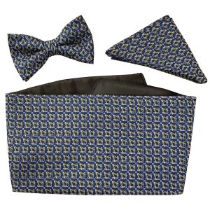 Blue Masonic Bow Tie, Hanky and Cummerbund Set (Adult)