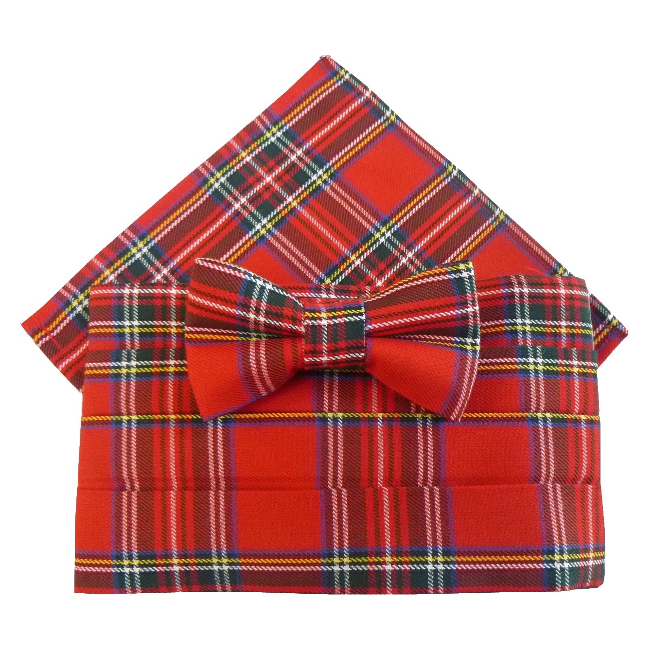 Royal Stewart Tartan Bow Tie, Hanky and Cummerbund Set (Adult) - Image 2