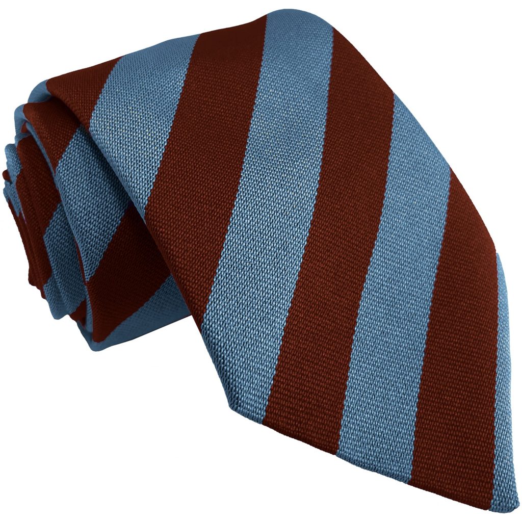 Maroon and Sky Blue Block Adult School Tie