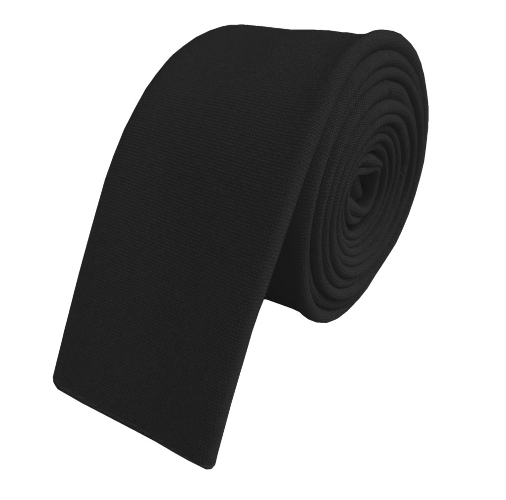 Matt Black Square Tipped Skinny Tie (Adult)