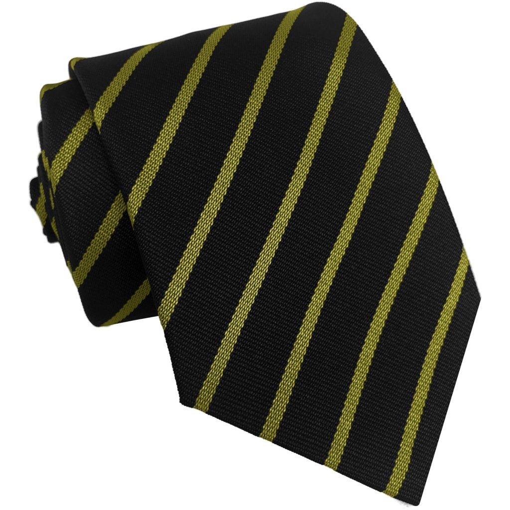 Black and Gold Single Narrow Stripe High School Tie