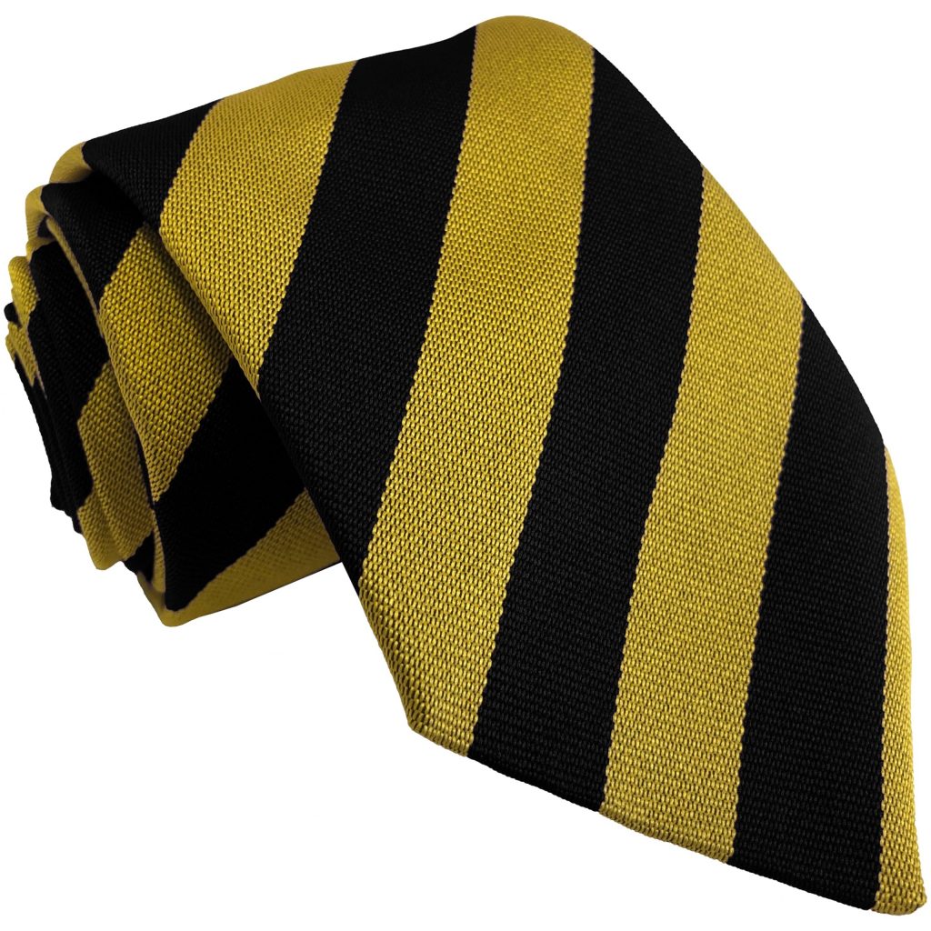 Black and Gold Block Stripe School Tie