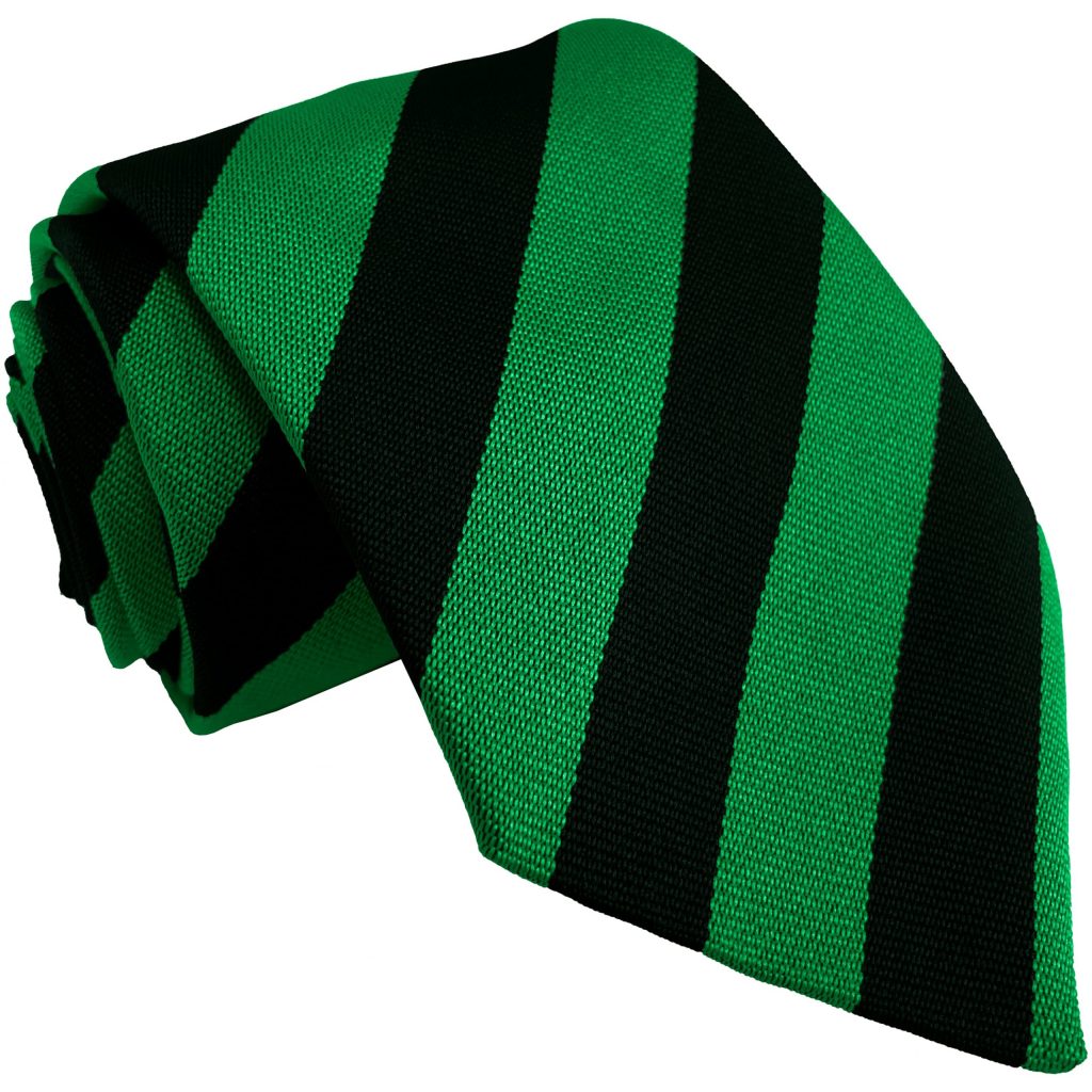Black and Green Block Stripe High School Tie