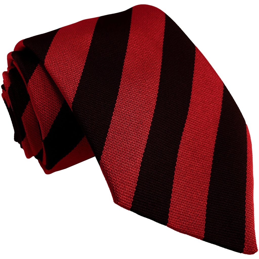 Black and Red Block Stripe High School Tie
