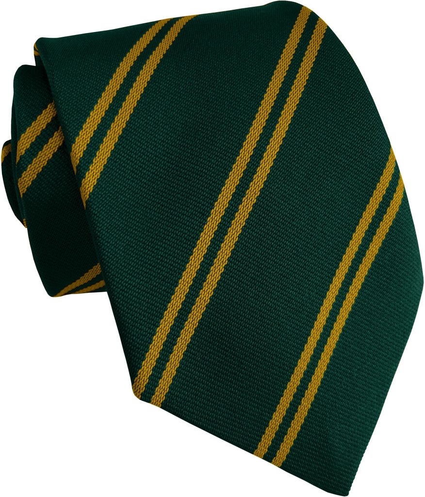 Bottle Green and Gold Double Stripe Junior School Tie