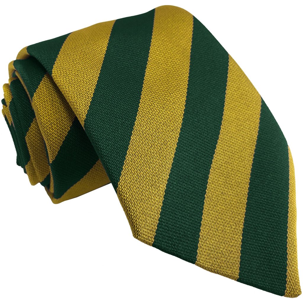 Bottle Green and Gold Block Junior School Tie