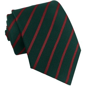 Bottle Green and Red Single Narrow Stripe Junior School Tie
