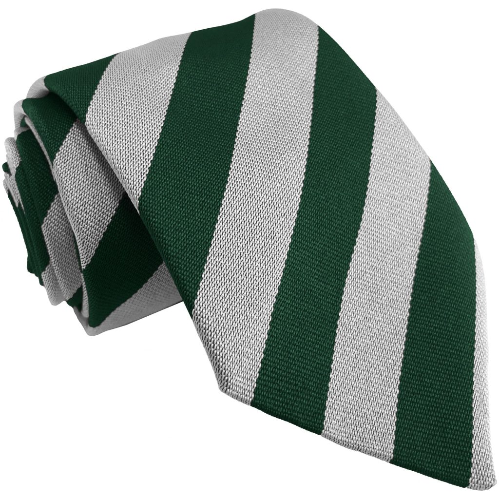 Bottle Green and White Block Adult School Tie