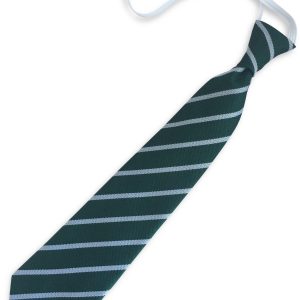 Bottle Green and White Single Narrow Stripe Infant Elastic School Tie
