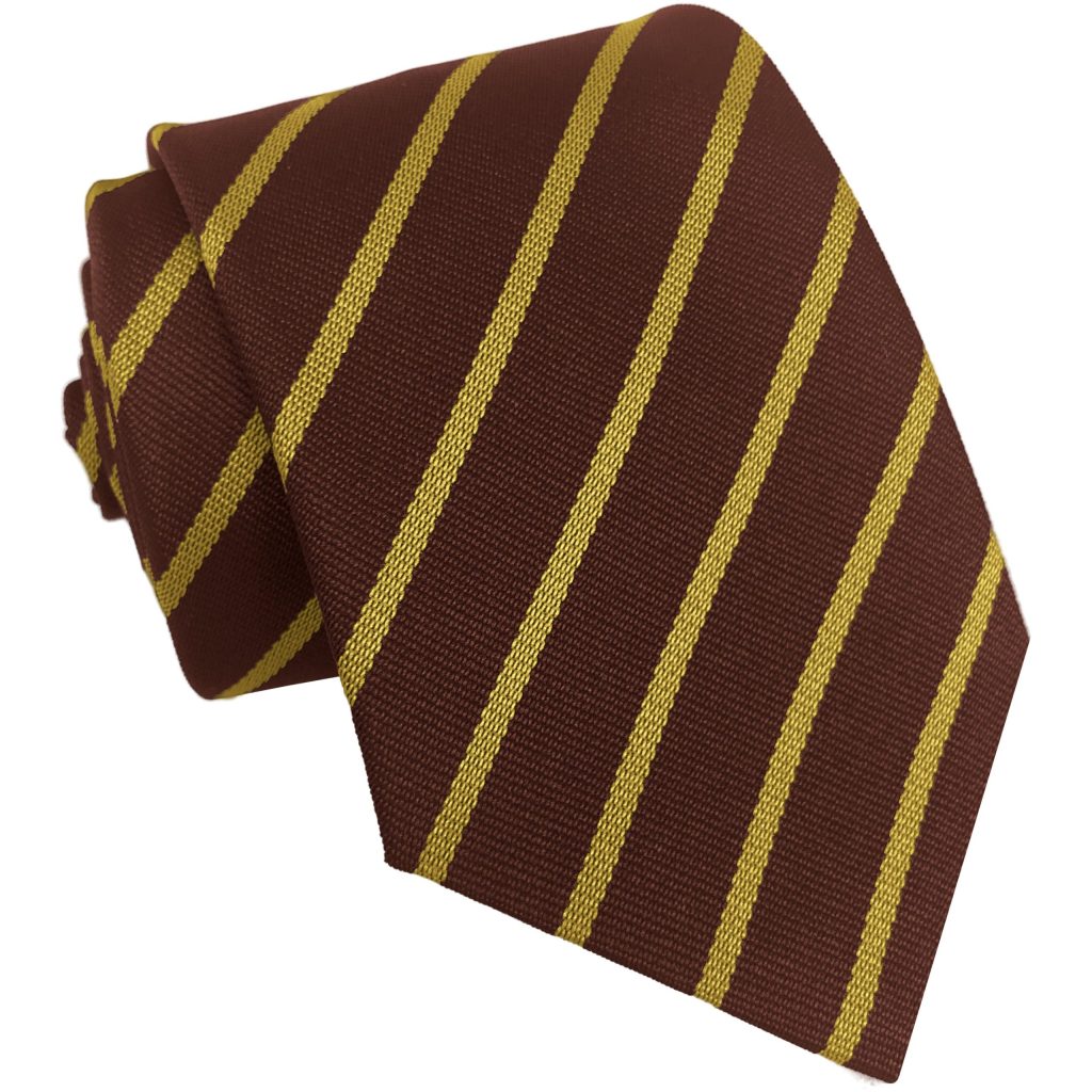 Brown and Gold Single Narrow Stripe High School Tie