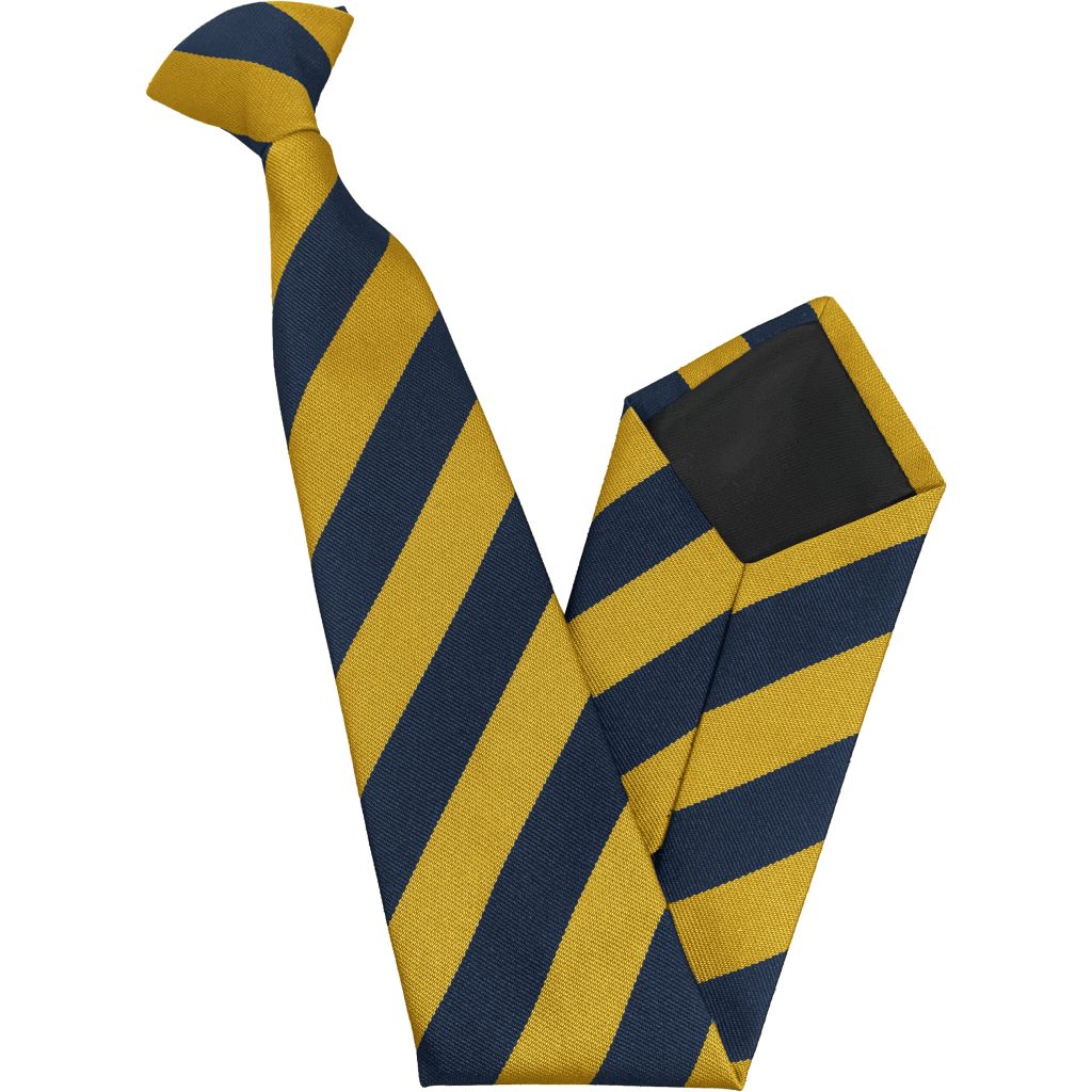 Navy Blue and Gold Block Junior School Clip On Tie