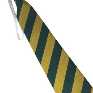 Gold and Bottle Green Block Infant School Elastic Tie
