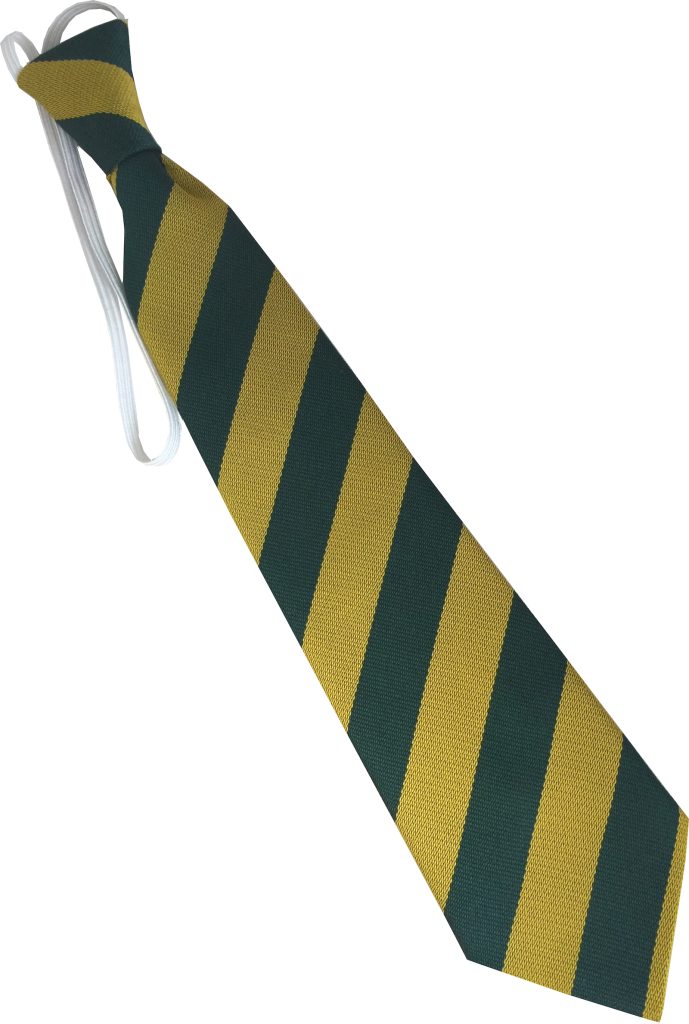 Gold and Bottle Green Block Infant School Elastic Tie