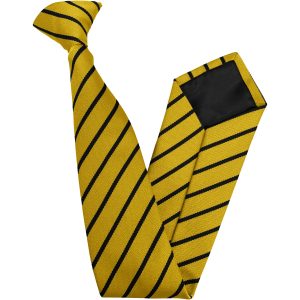 Gold and Black Single Narrow Stripe High School Clip On Tie