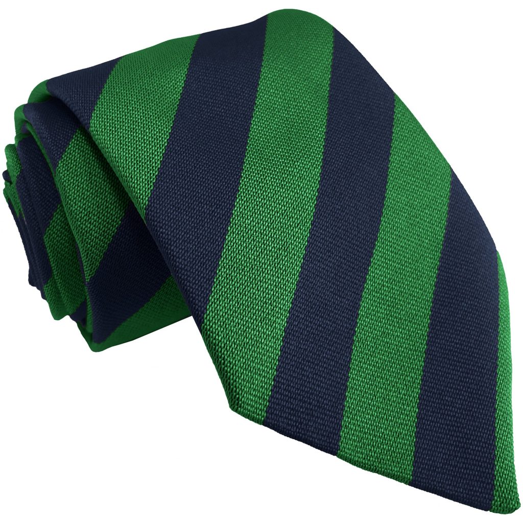 Green and Navy Blue Block Adult School Tie