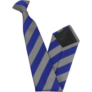 Royal Blue and Grey Block High School Clip On Tie
