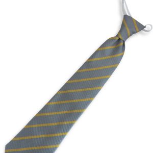 Grey and Gold Single Narrow Stripe Infant Elastic School Tie