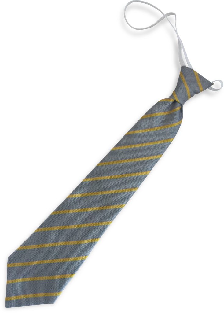 Grey and Gold Single Narrow Stripe Infant Elastic School Tie