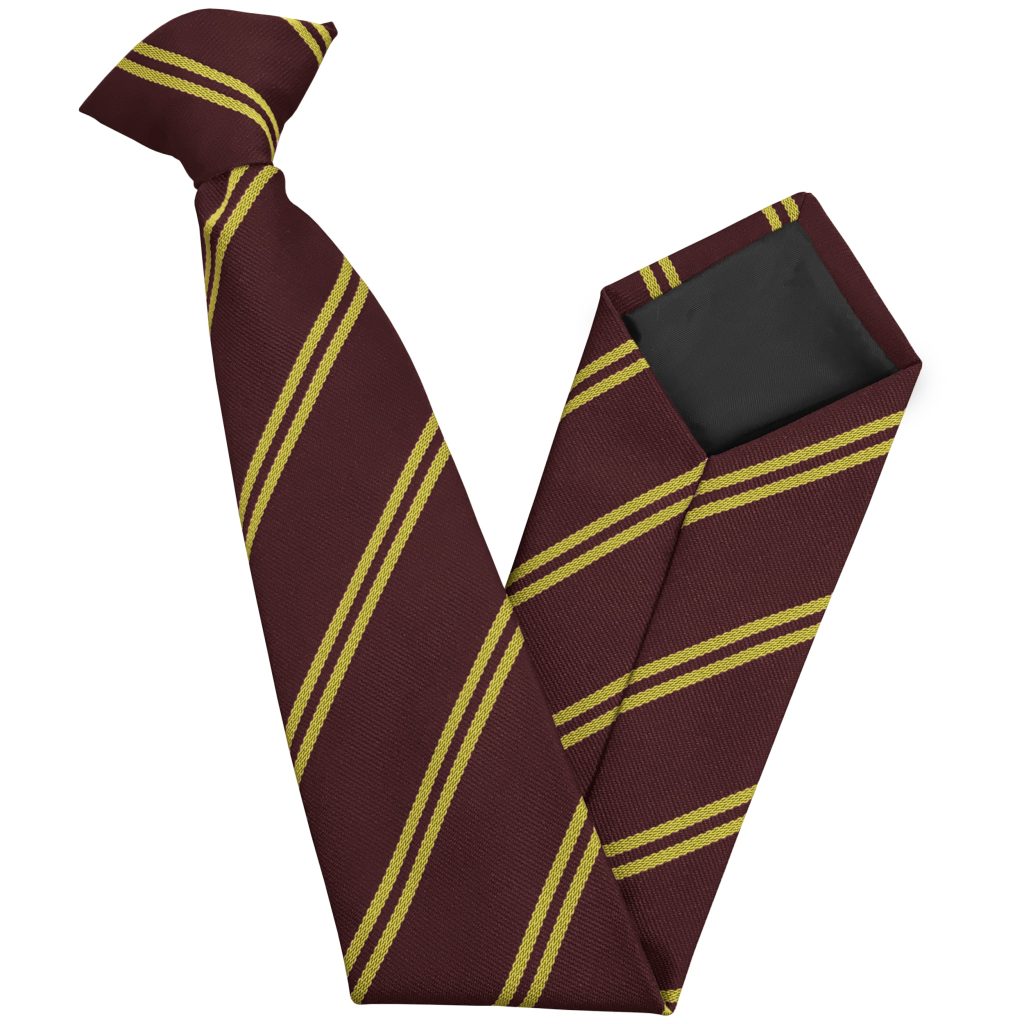 Maroon and Gold Double Junior School Clip On Tie