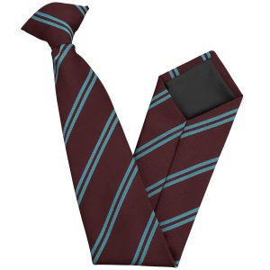 Maroon and Sky Blue Double Junior School Clip On Tie