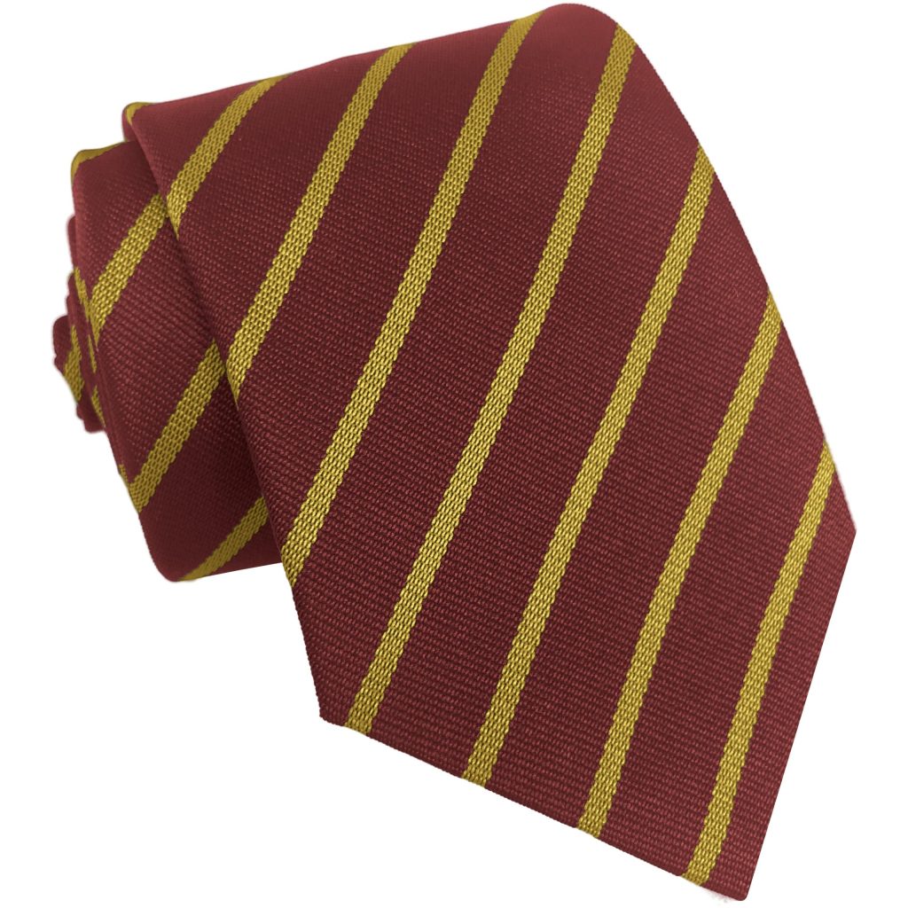 Maroon and Gold Single Narrow Stripe High School Tie