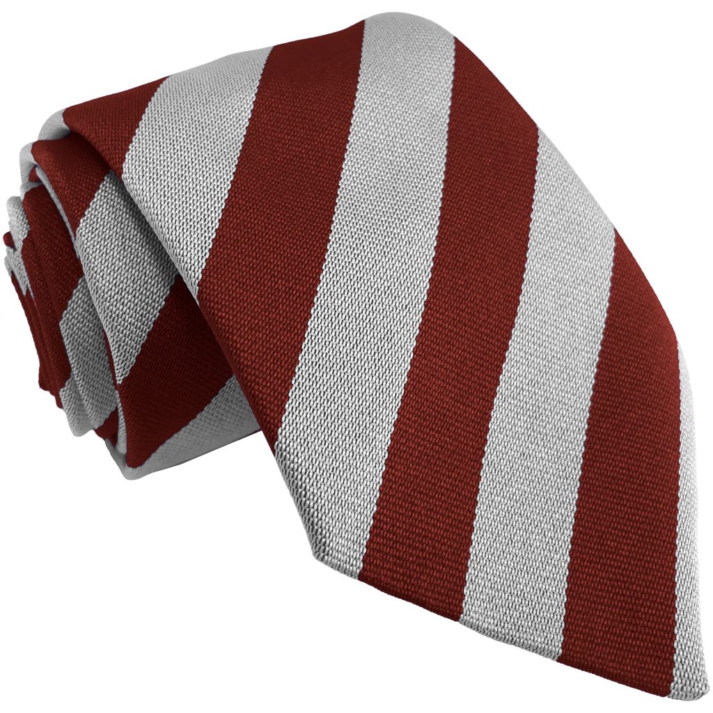 Maroon and White Block Adult School Tie