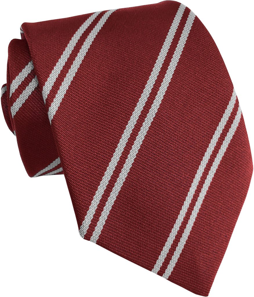 Maroon and White Double Stripe High School Tie