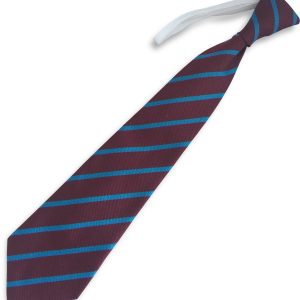 Maroon and Sky Blue Single Narrow Stripe Infant Elastic School Tie