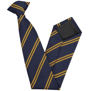 Navy Blue and Gold Double Junior School Clip On Tie
