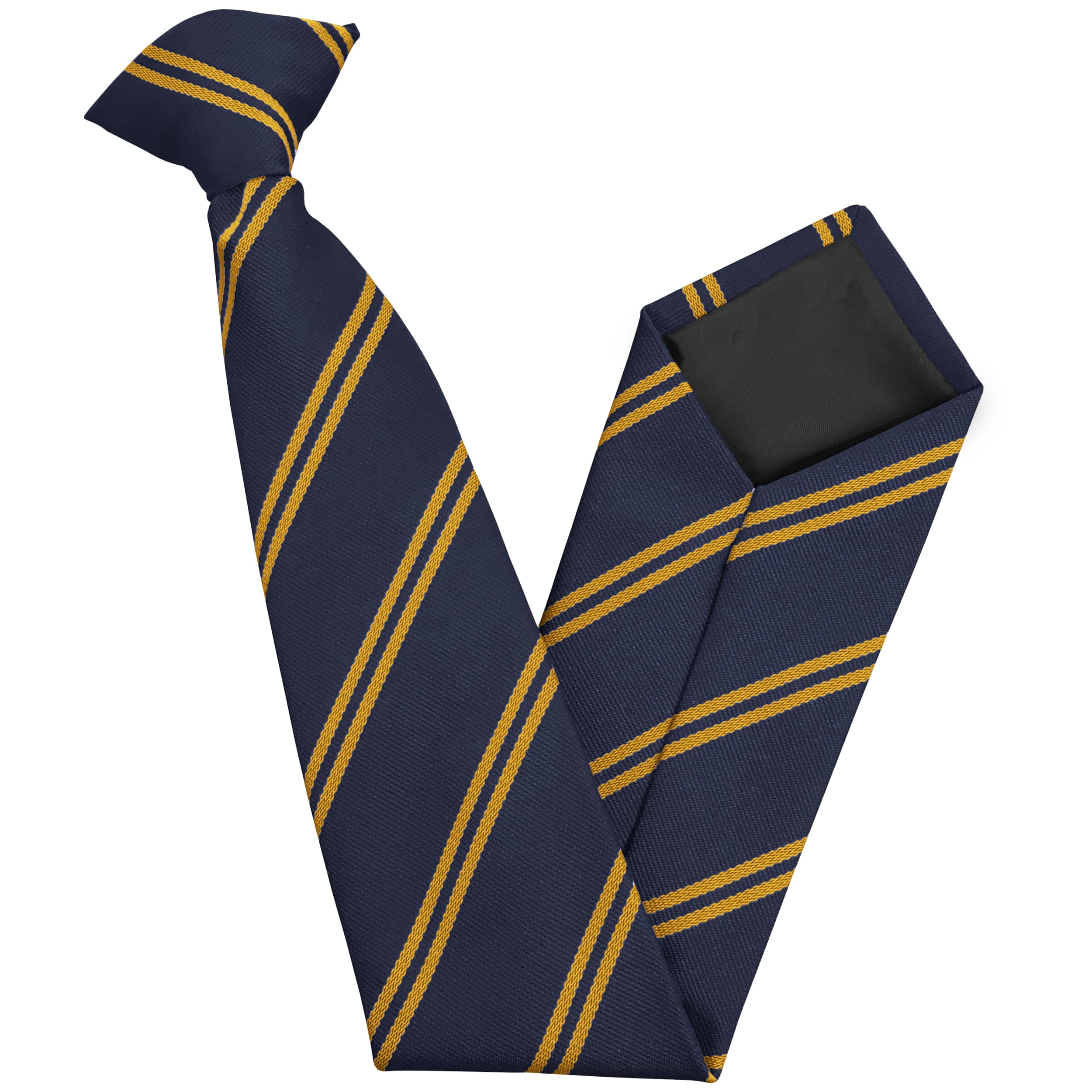Navy Blue and Gold Double Junior School Clip On Tie