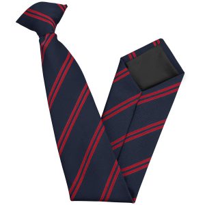 Navy Blue and Red Double Junior School Clip On Tie