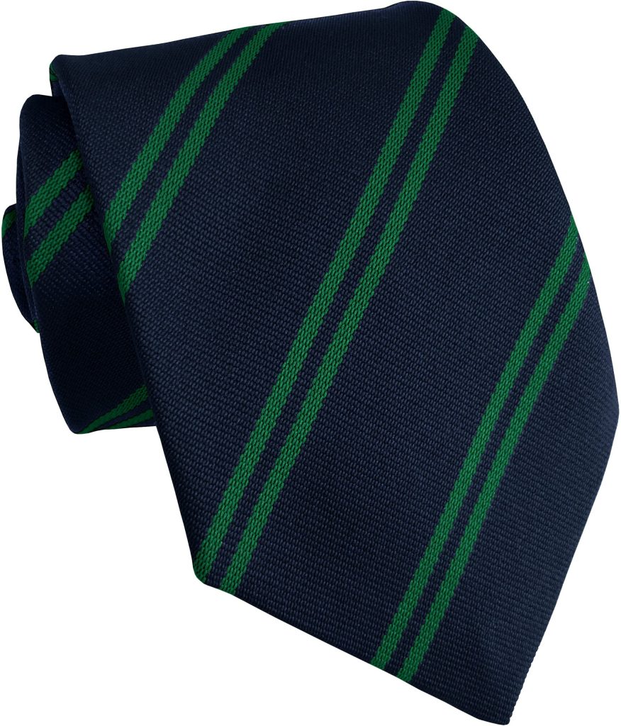 Navy and Emerald Green Double Stripe High School Tie