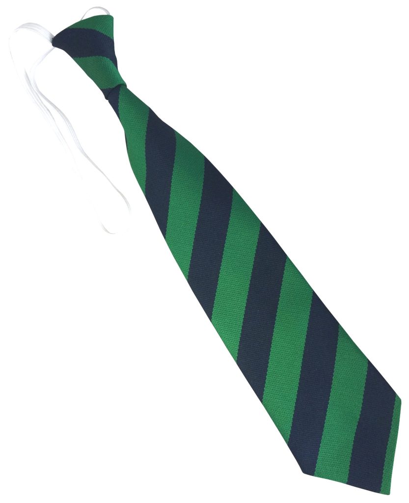 Navy Blue and Emerald Green Block Infant School Elastic Tie