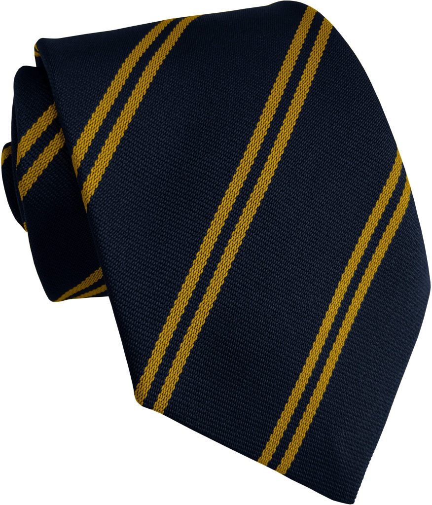 Navy and Gold Double Stripe High School Tie