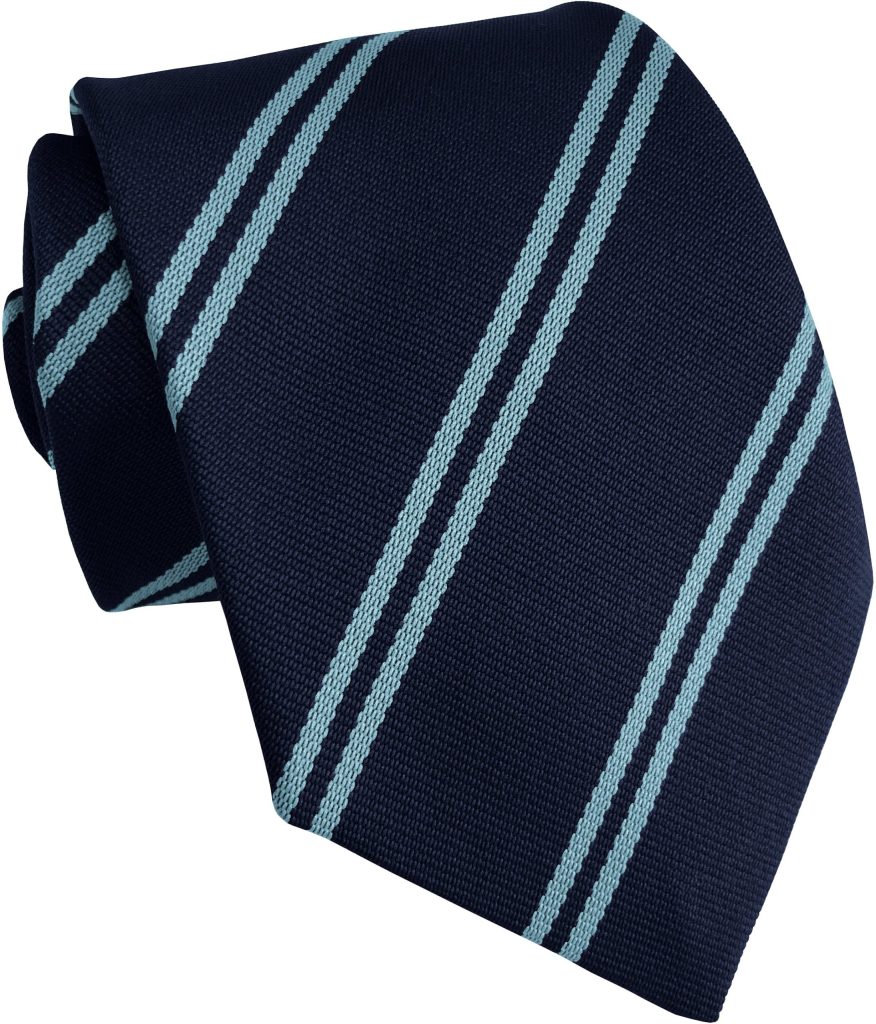 Navy and Sky Blue Double Stripe High School Tie