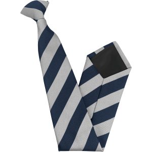 Navy Blue and White Block High School Clip On Tie