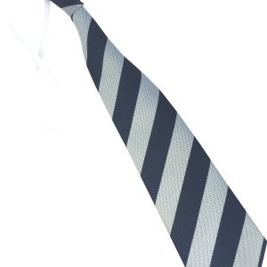 Navy Blue and White (Silver) Block Infant School Elastic Tie